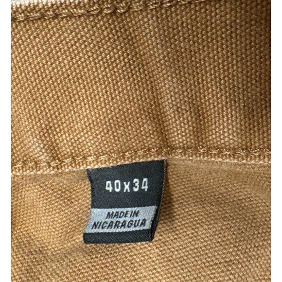 Carhartt Pants Mens 38x33 Tan Carpenter Relaxed Duck Canvas Workwear Stained - Picture 10 of 10